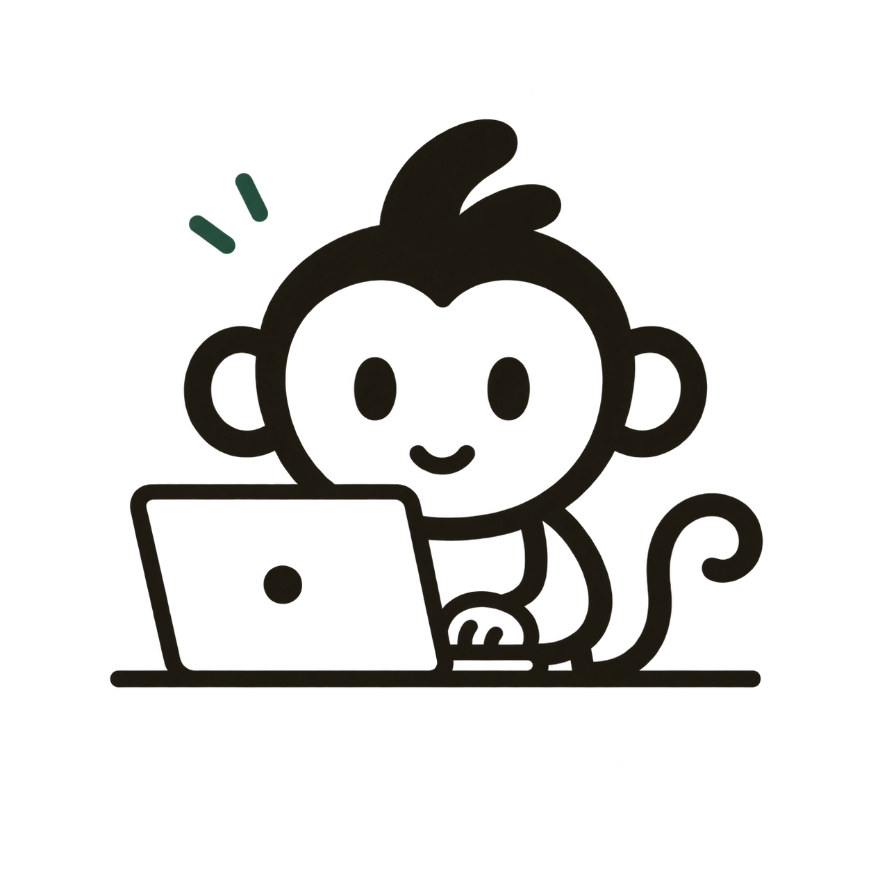MUNKY helping with everyday work at a laptop.