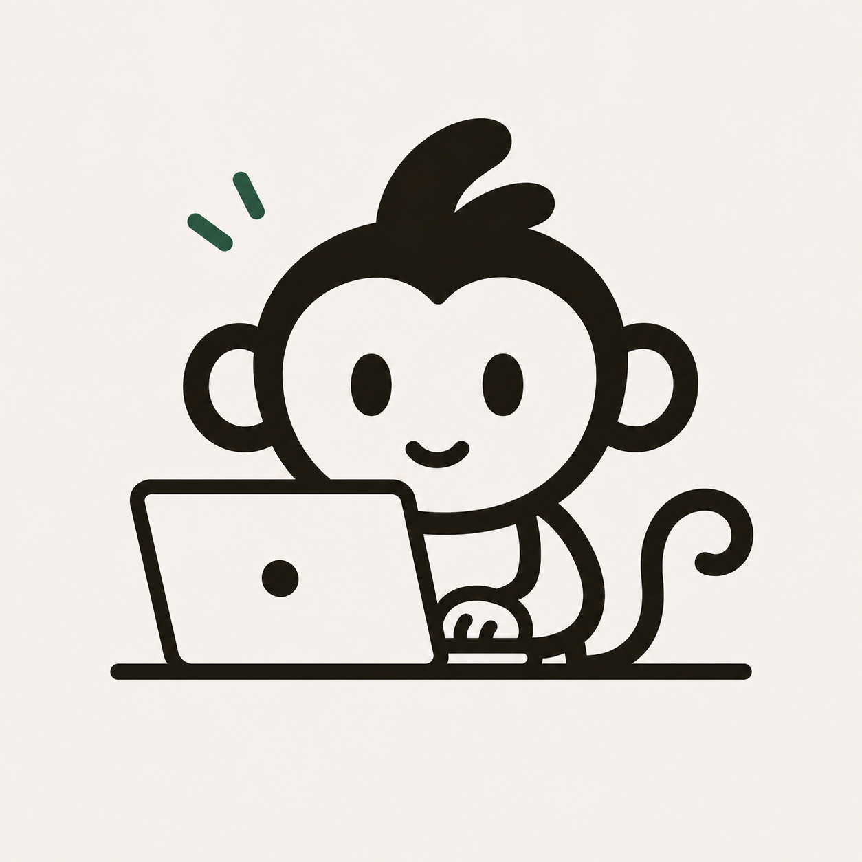 MUNKY at a laptop.